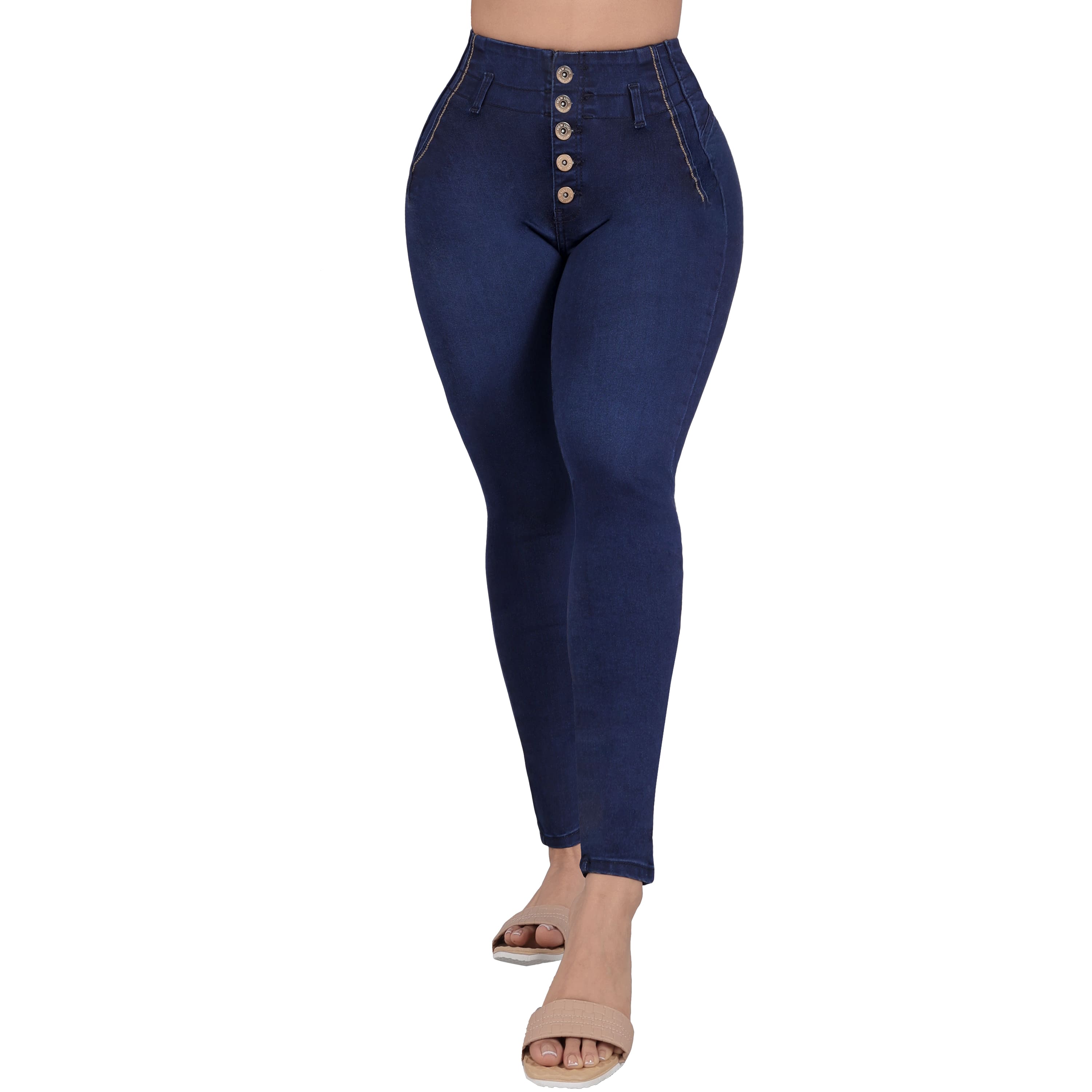 Foto 2 pulgar | Jeans Para Mujer – Corte Colombiano, Tela Elástica, Realce De Glúteos, Cintura Alta 3921/02