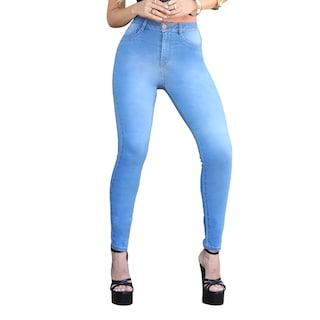 Foto 1 | Jeans Mujer Tiro Alto Super Skinny Stretch Azul Claro