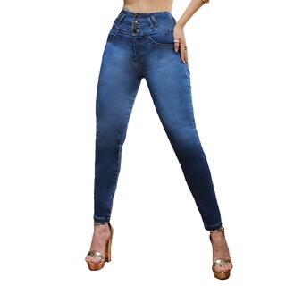 Foto 1 | Jeans Mujer Super Skinny Tiro Alto Azul Medio