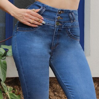 Foto 3 | Jeans Mujer Super Skinny Tiro Alto Azul Medio