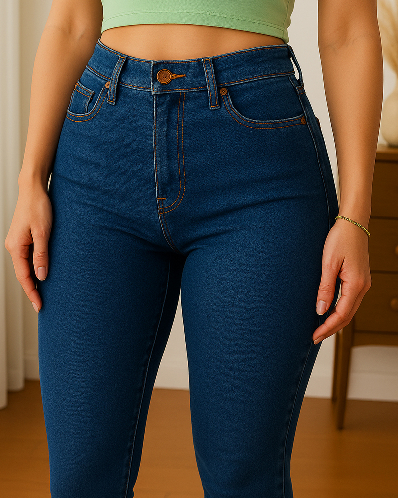Foto 3 pulgar | Pantalón Skinny De Mezclilla Para Mujer Ocean Point Corte Tiro Alto