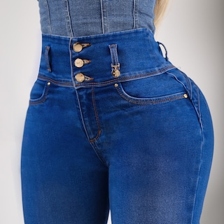 Foto 4 | Jeans Mujer Super Skinny Tiro Alto Stretch Azul Medio