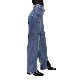 Foto 2 | Jeans de Mezclilla MCHK Wide Leg 6015 Diseño con Abertura Azul Oscuro Tiro Alto para Mujer