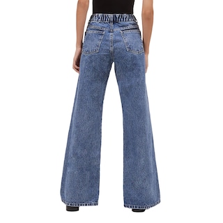 Foto 3 | Jeans de Mezclilla MCHK Wide Leg 6015 Diseño con Abertura Azul Oscuro Tiro Alto para Mujer