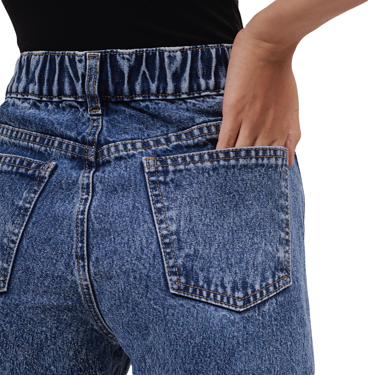 Foto 4 | Jeans de Mezclilla MCHK Wide Leg 6015 Diseño con Abertura Azul Oscuro Tiro Alto para Mujer