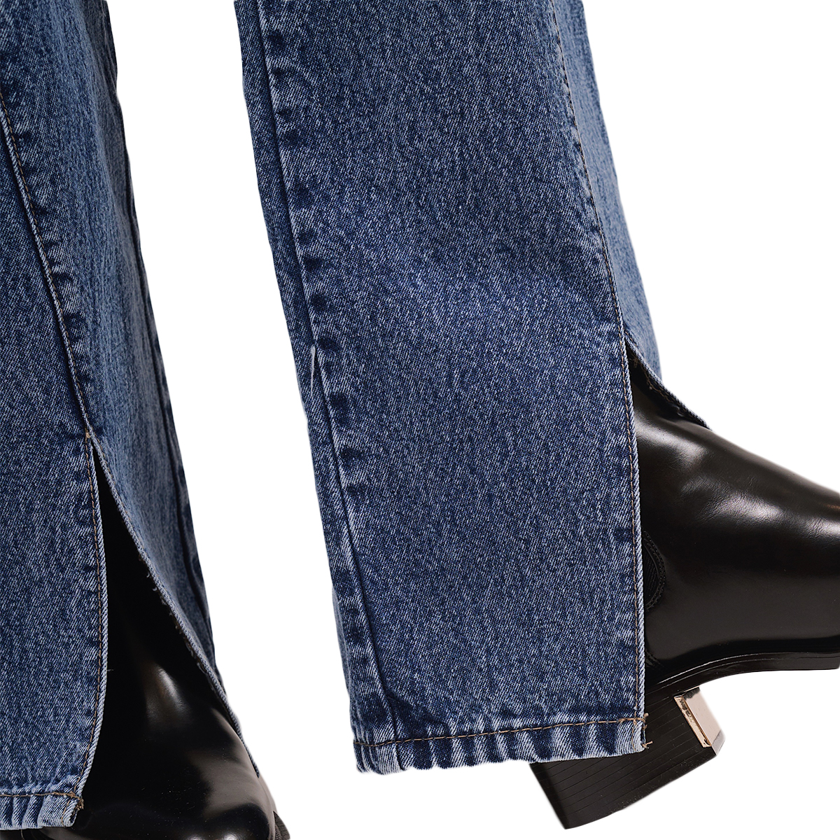 Foto 6 pulgar | Jeans de Mezclilla MCHK Wide Leg 6015 Diseño con Abertura Azul Oscuro Tiro Alto para Mujer