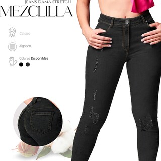 Foto 3 | Jeans de Dama Shendy Vendy Stretch Mezclilla Levanta Pompa Tiro Negro