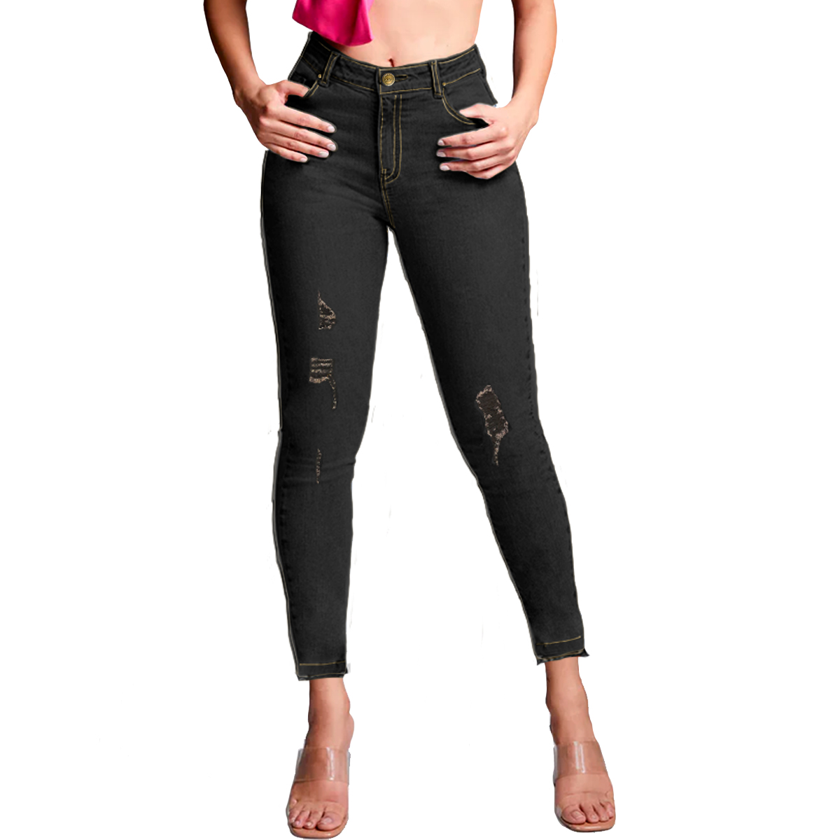 Foto 2 pulgar | Jeans Stretch Shendy Vendy Negros para Mujer