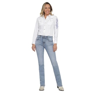 Foto 4 | Jeans Vaqueros Wrangler High Rise Boot 401 Azul