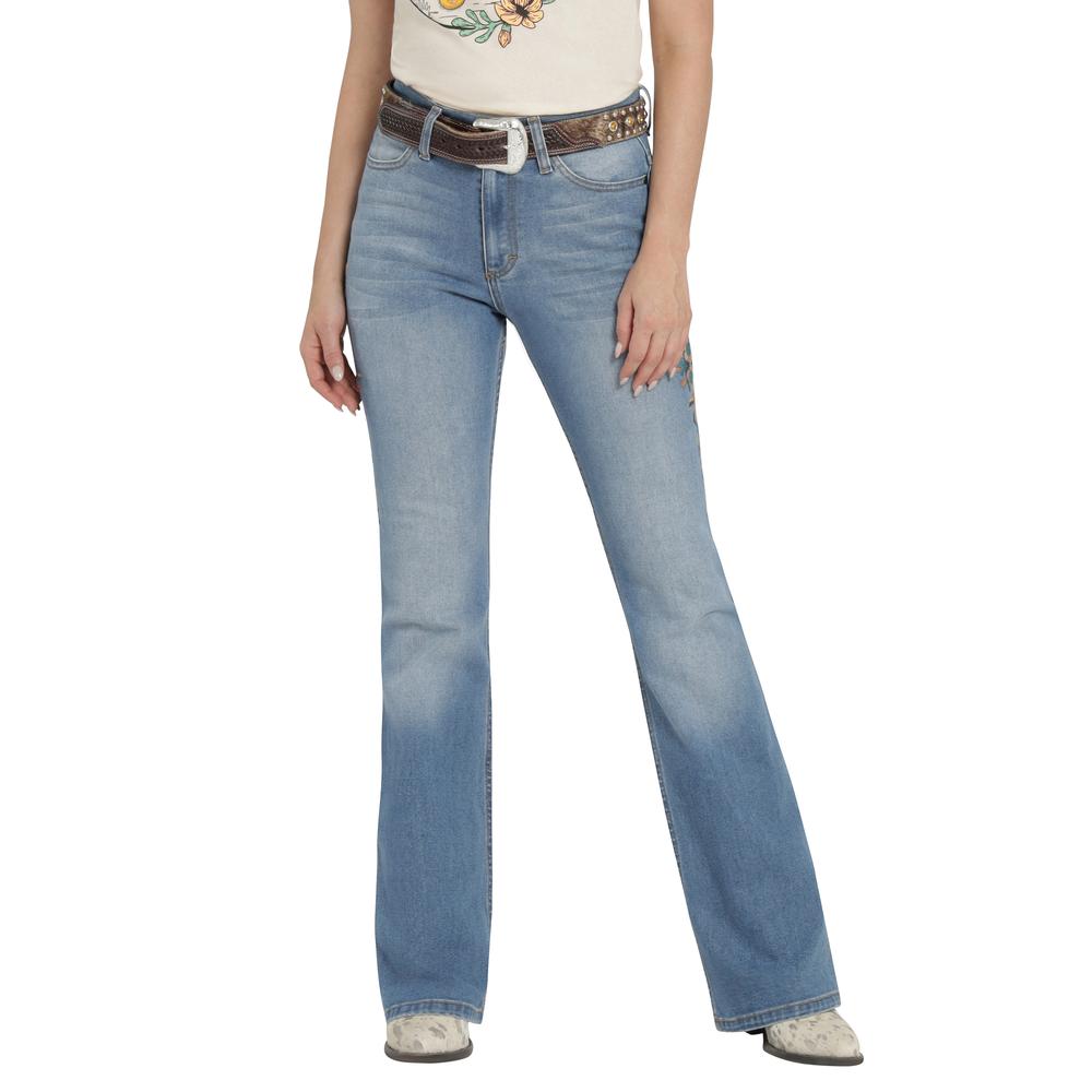 Foto 1 | Jeans Vaquero Mujer Wrangler High Rise Flare 018 Azul