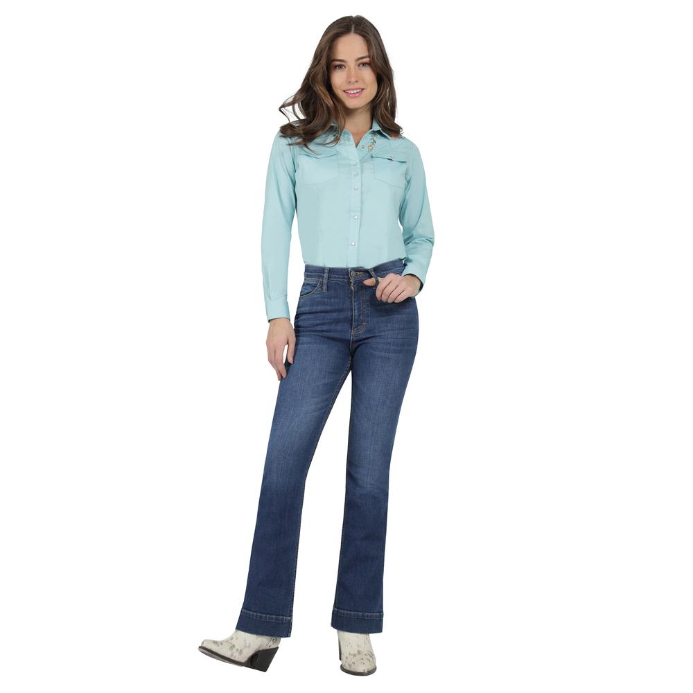 Foto 5 pulgar | Jeans Vaquero Mujer Wrangler High Rise Flare 017 Azul