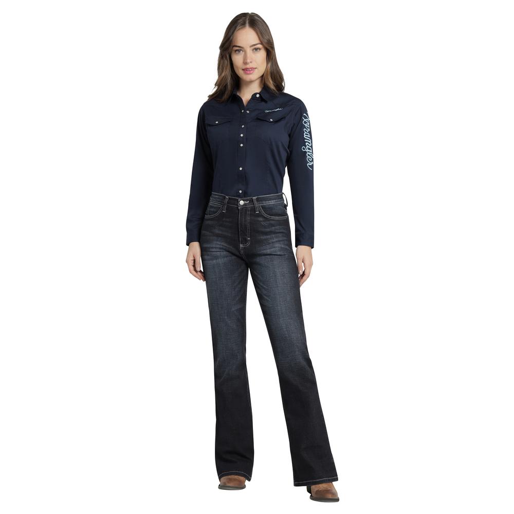 Foto 5 pulgar | Jeans Vaquero Mujer Wrangler High Rise Flare 016 Azul