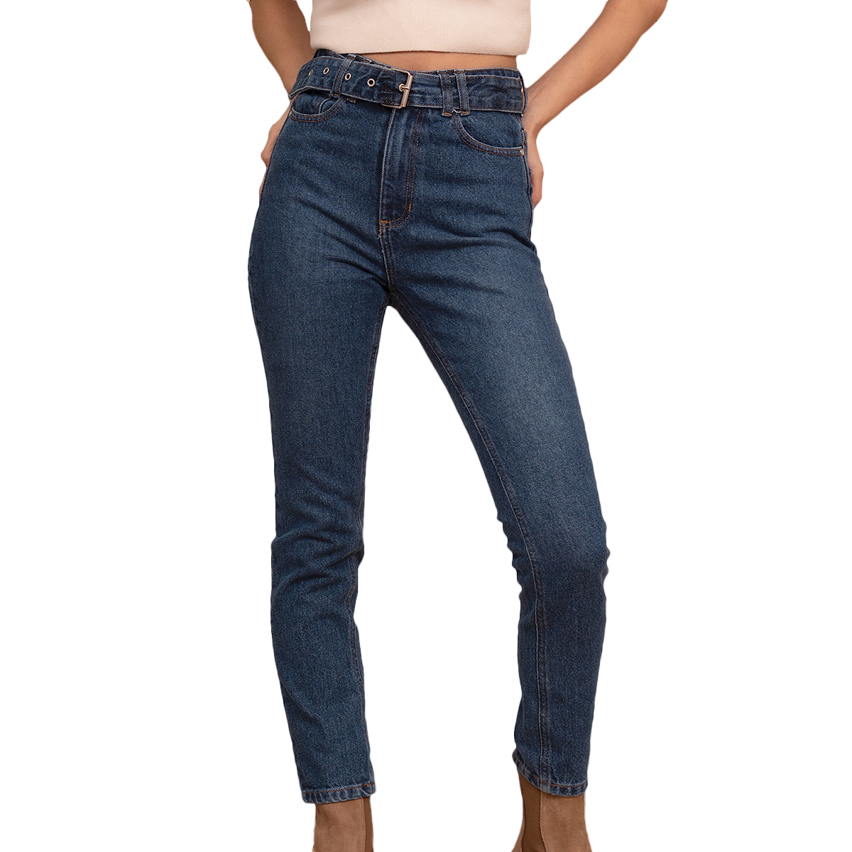 Foto 1 | Jeans de Mezclilla MCHK 6005 color Azul Corte Recto Tiro Alto para Mujer