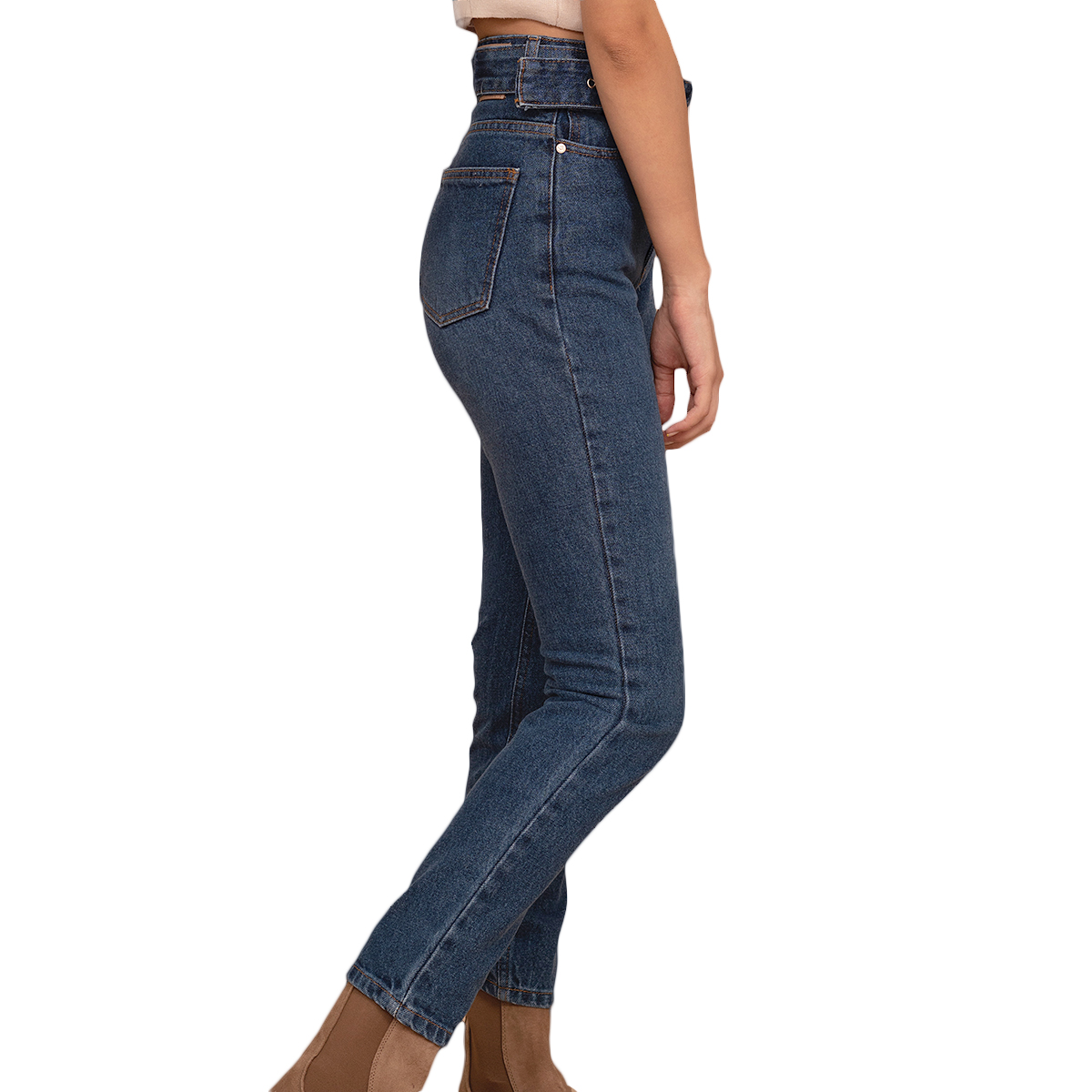 Foto 4 pulgar | Jeans de Mezclilla MCHK 6005 color Azul Corte Recto Tiro Alto para Mujer