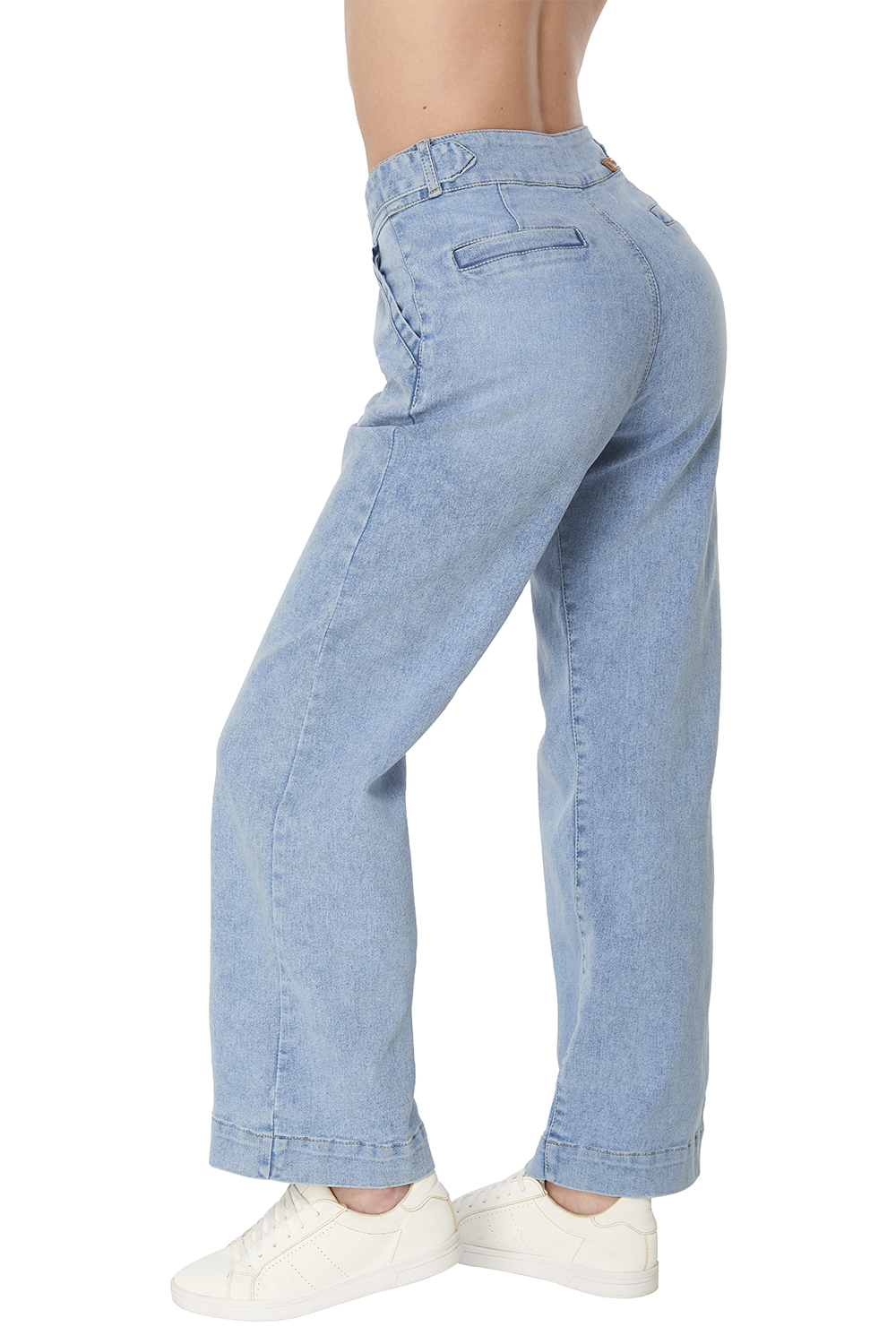 Foto 3 pulgar | Jeans Devendi Azules Rectos Pretina Ancha