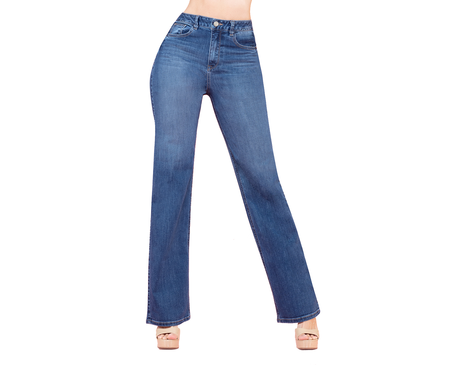 Pantalón Recto De Mezclilla