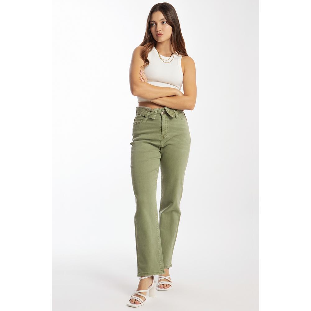 Foto 2 pulgar | Jeans Roman Fashion Cintura Doblada Juvenil 6554 Verde Claro