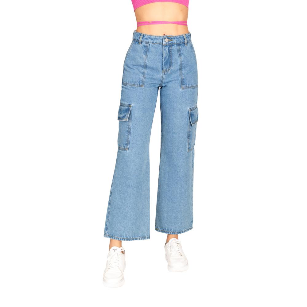 Foto 2 pulgar | Pantalón Cargo de Mujer Jeanswest 9418h Azul