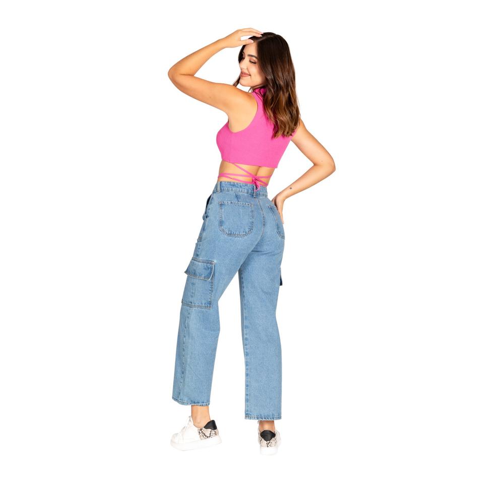 Foto 4 pulgar | Pantalón Cargo de Mujer Jeanswest 9418h Azul