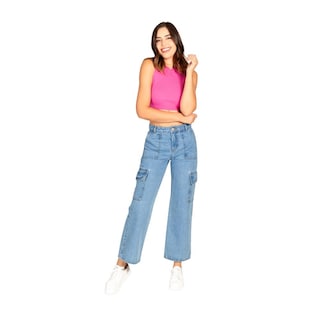 Foto 4 | Pantalón Cargo de Mujer Jeanswest 9418h Azul