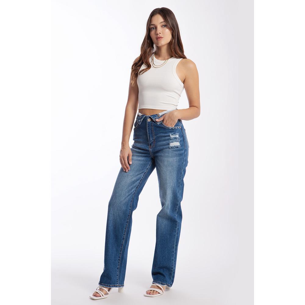 Foto 4 pulgar | Jeans Cintura Doblada Roman Fashion/Juvenil 6531 Azul