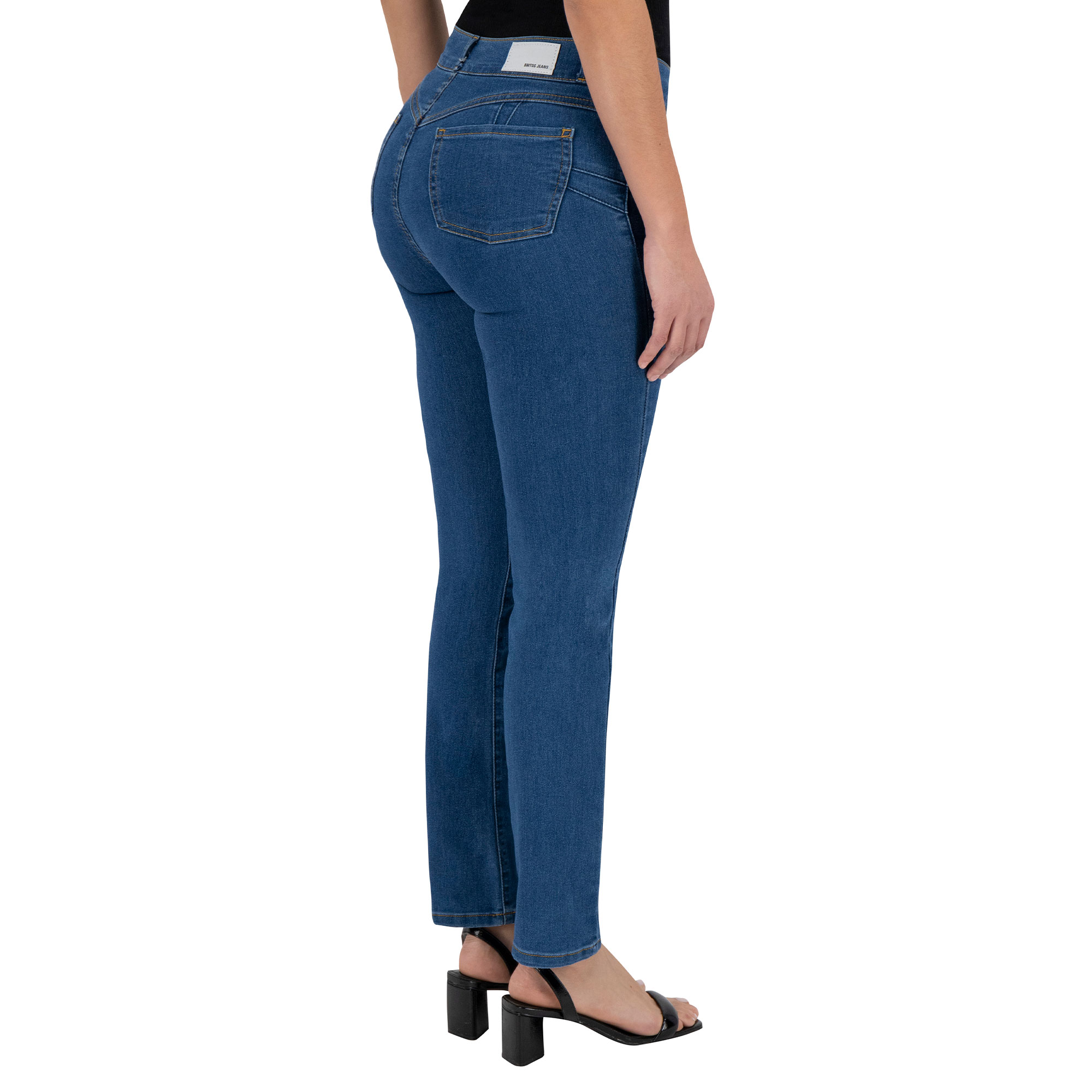 Foto 6 pulgar | Jeans Recto Britos Tiro Medio Azul 024789