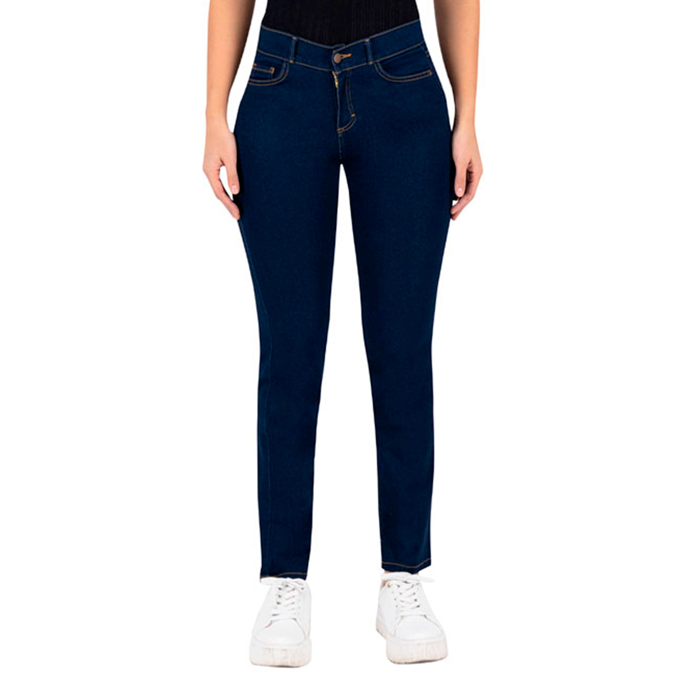 Foto 2 pulgar | Jeans Recto Britos Tiro Medio 024787 Azul para Mujer