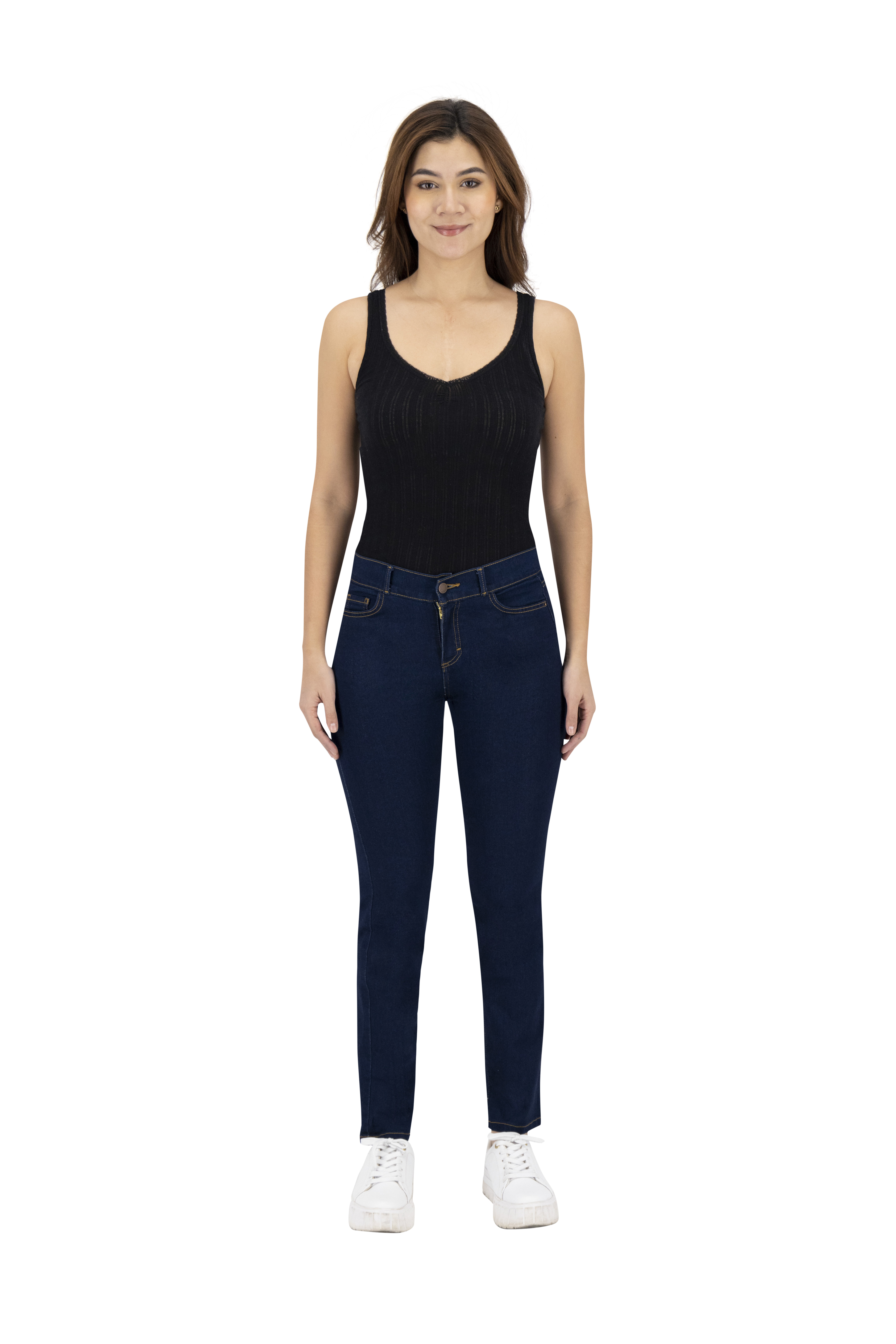 Foto 3 pulgar | Jeans Recto Britos Tiro Medio 024787 Azul para Mujer