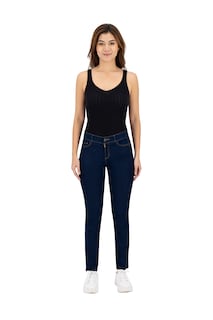 Foto 2 | Jeans Recto Britos Tiro Medio 024787 Azul para Mujer
