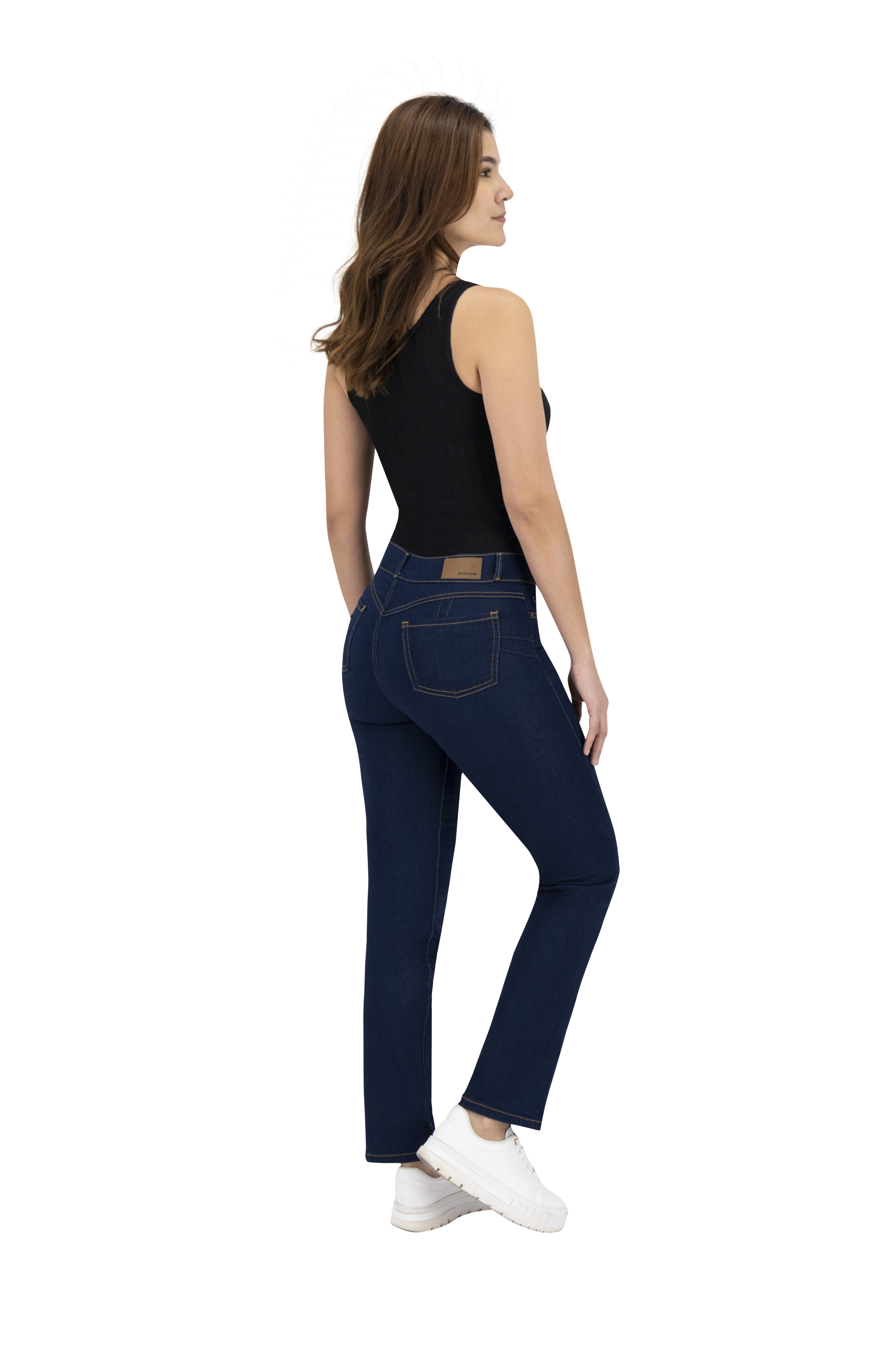 Foto 5 pulgar | Jeans Recto Britos Tiro Medio 024787 Azul para Mujer