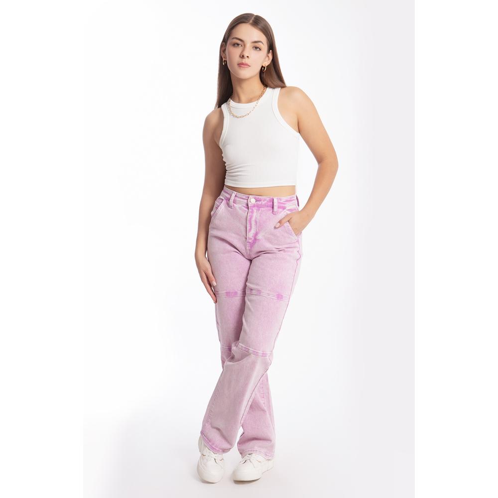 Foto 2 pulgar | Jeans Wide Roman Fashion 6621 Lila para Mujer