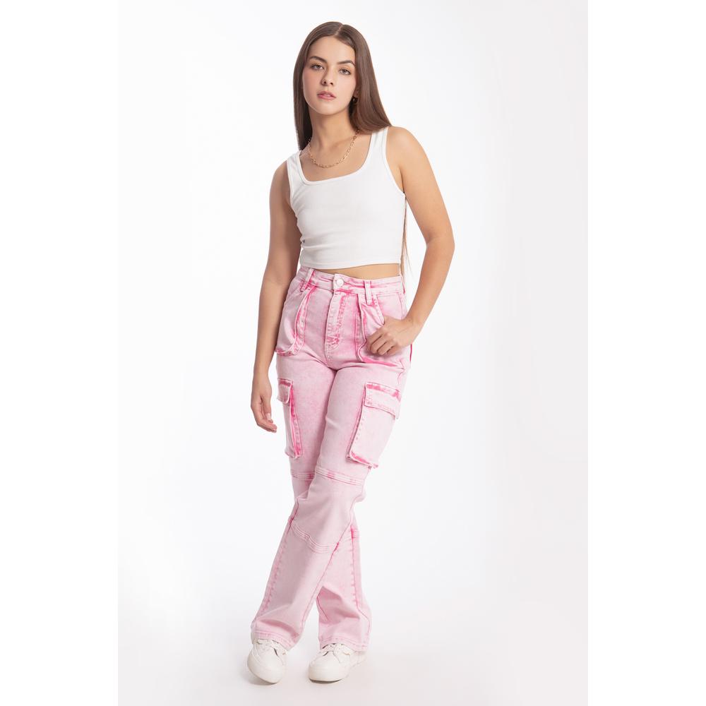 Jeans Cargo Wide Roman Fashion 6614 Rosa para Mujer