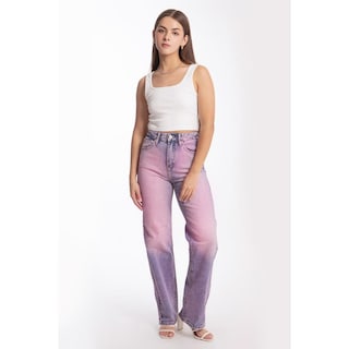 Foto 1 | Jeans Wide Leg Degradado Rosa con Morado Juveniles