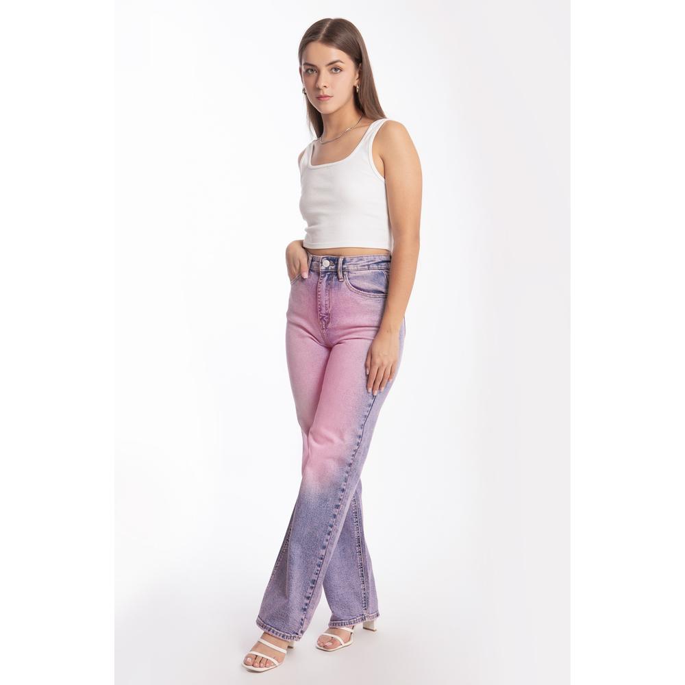 Foto 3 pulgar | Jeans Wide Leg Degradado Rosa con Morado Juveniles