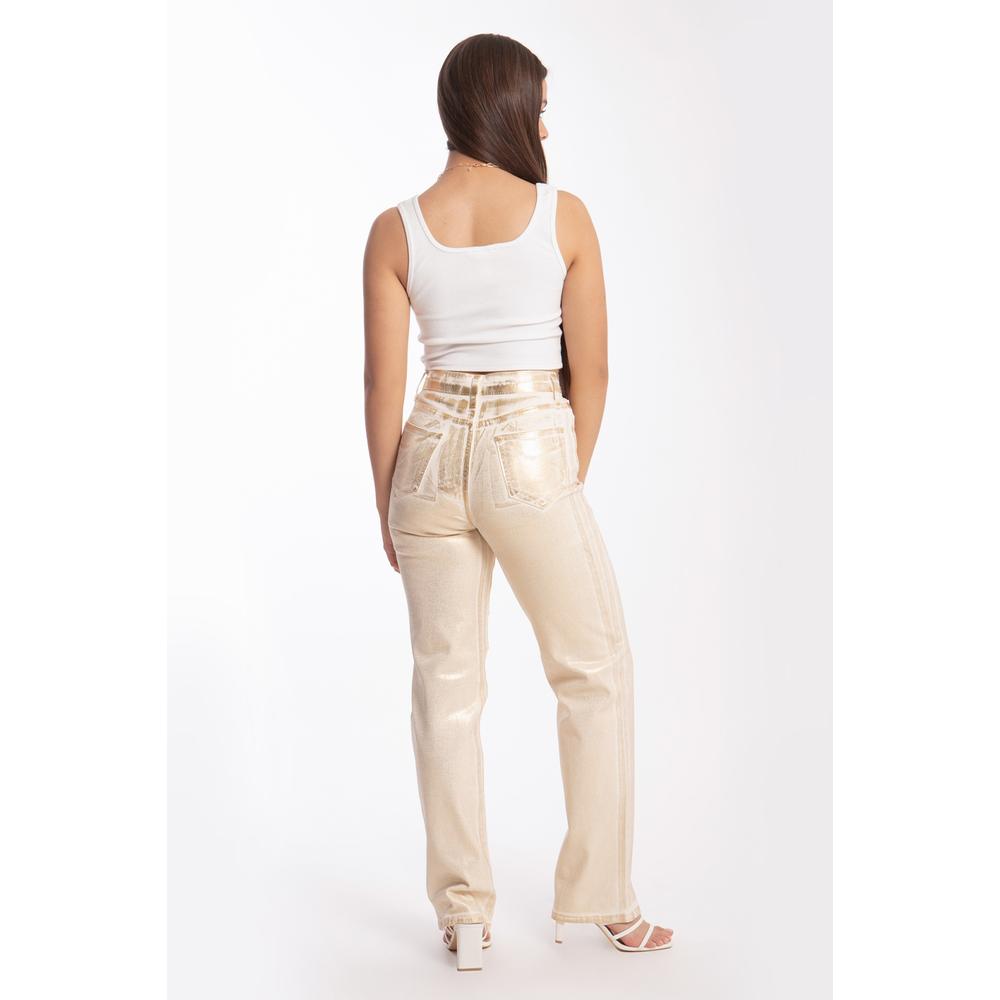 Foto 4 pulgar | Jeans Efecto Metalizado Roman Fashion Dorado