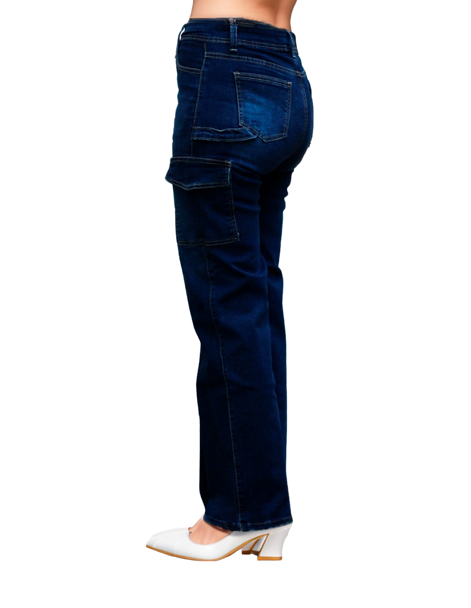 Foto 4 pulgar | Jeans Cargo Issa Recto Azul Marino