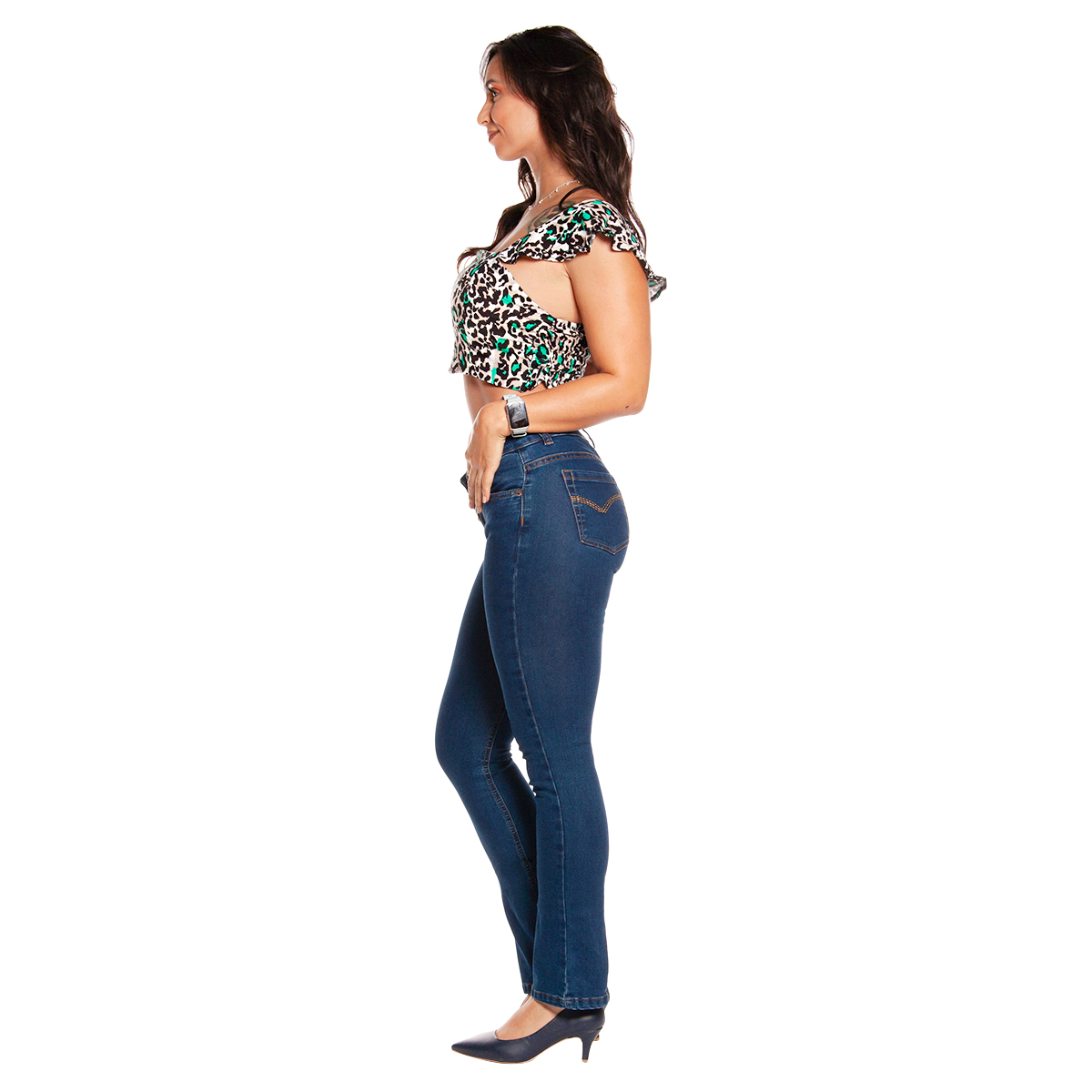 Foto 4 | Pantalon Jeans Vaqueros Straight Rectos Mezclilla Stretch Para Dama Pineda Jeans Stone