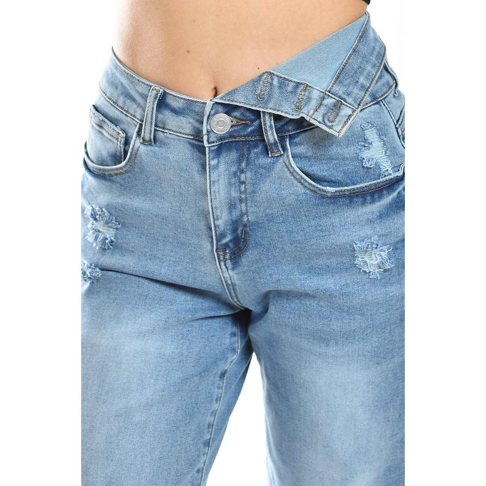 Foto 6 pulgar | Jeans Wide Leg De Cintura Asimetrica /juvenil, 299 (mezclilla Claro) Azul