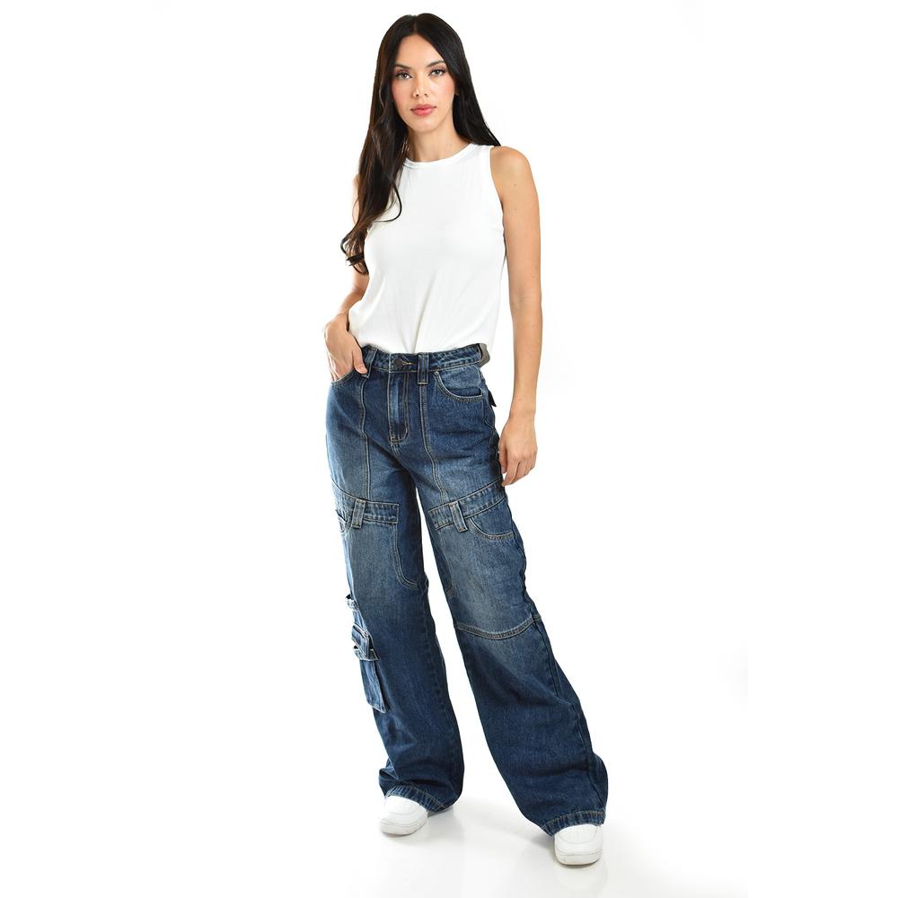 Foto 2 pulgar | Jeans Estilo Cargo Juvenil 6734 Azul Oscuro