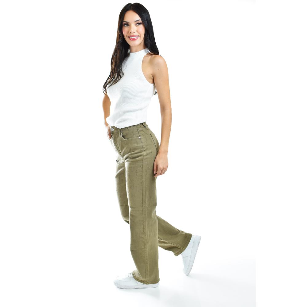 Foto 3 pulgar | Jeans Wide Leg con Textura Juvenil 6512 Verde Militar