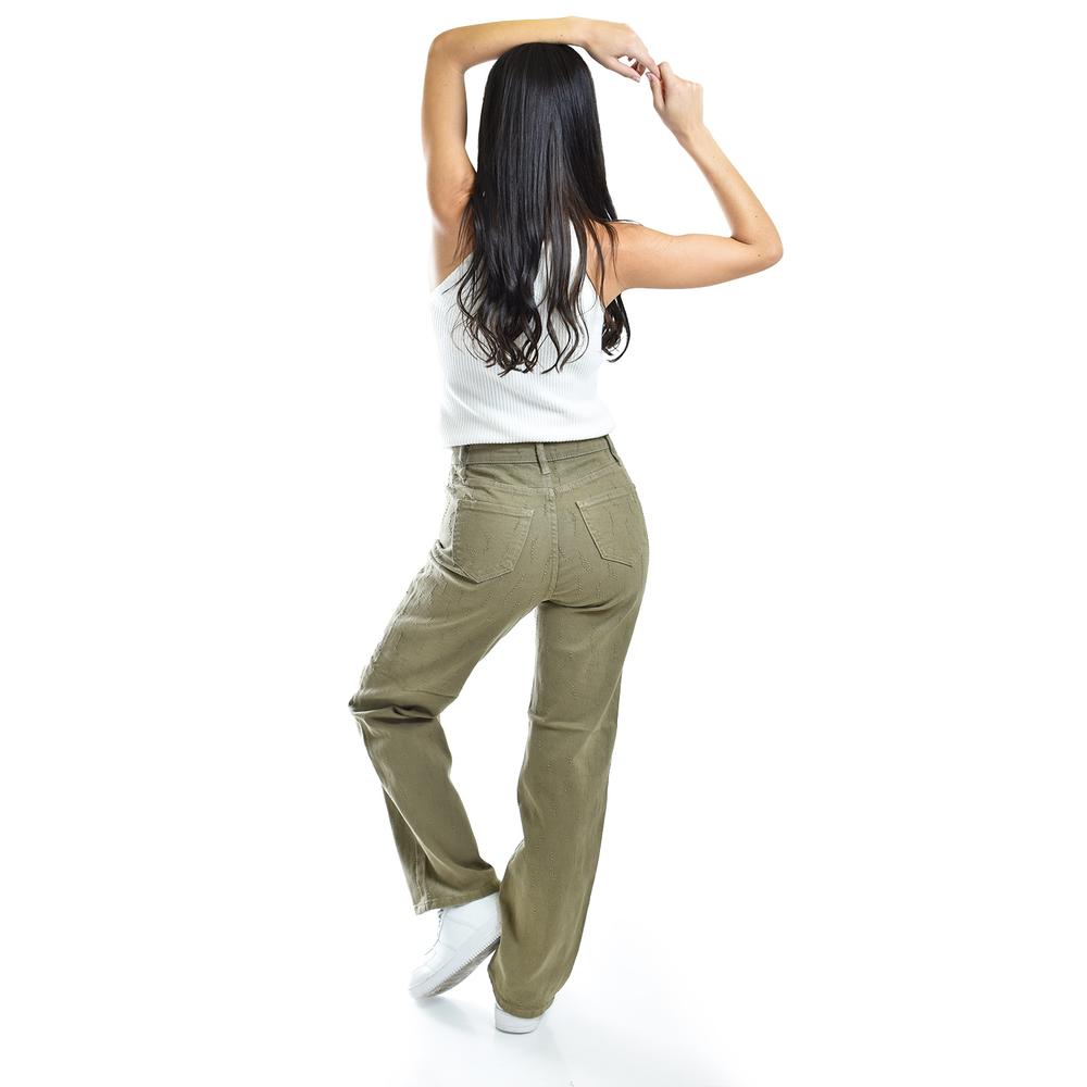 Foto 4 pulgar | Jeans Wide Leg con Textura Juvenil 6512 Verde Militar