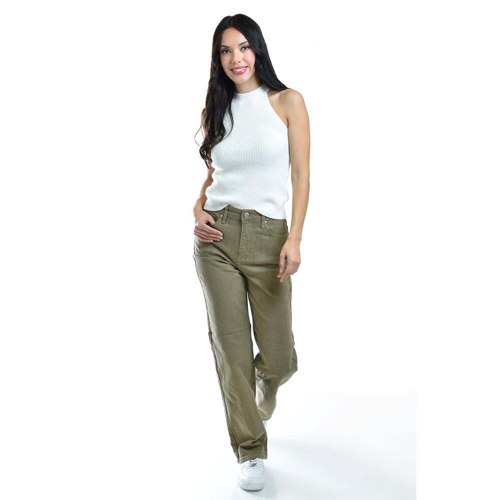 Foto 7 pulgar | Jeans Wide Leg con Textura Juvenil 6512 Verde Militar