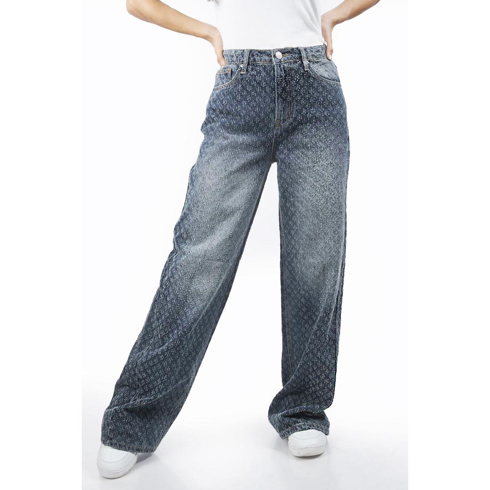 Foto 2 pulgar | Jeans Wide Leg Con Textura /juvenil, 6716 (mezclilla Medio) Azul