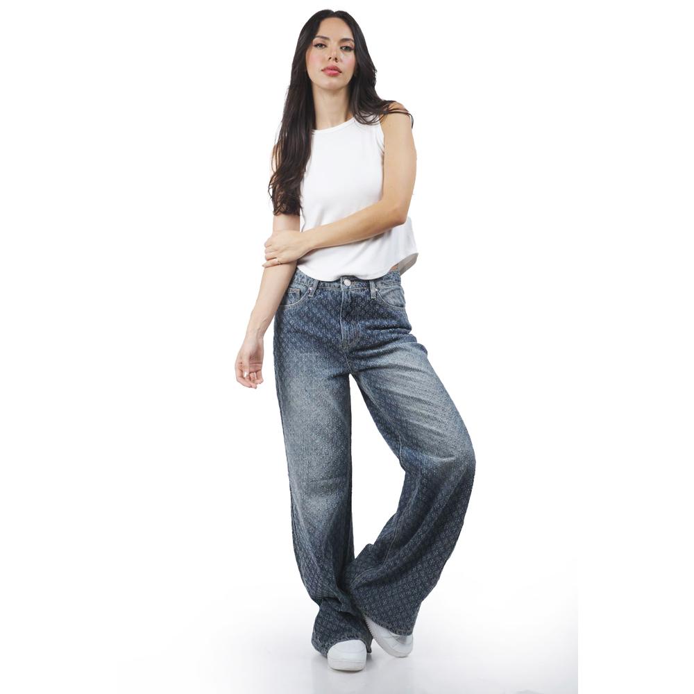 Foto 3 pulgar | Jeans Wide Leg Con Textura /juvenil, 6716 (mezclilla Medio) Azul