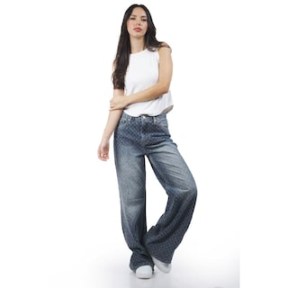 Foto 2 | Jeans Wide Leg Con Textura /juvenil, 6716 (mezclilla Medio) Azul