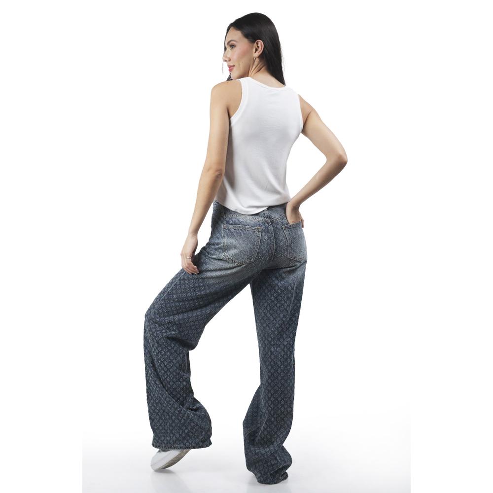 Foto 5 pulgar | Jeans Wide Leg Con Textura /juvenil, 6716 (mezclilla Medio) Azul