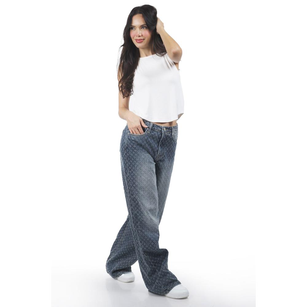 Foto 7 pulgar | Jeans Wide Leg Con Textura /juvenil, 6716 (mezclilla Medio) Azul