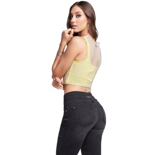 Foto 2 | Jeans Mezclilla Mujer Pantalon Straight Cintura Alta Levanta Pompa Push Up Seven Jeans