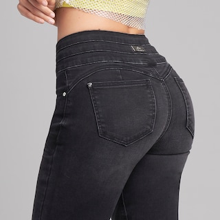 Foto 3 | Jeans Mezclilla Mujer Pantalon Straight Cintura Alta Levanta Pompa Push Up Seven Jeans