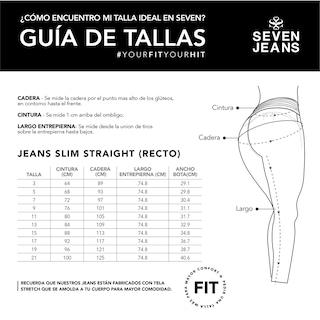 Foto 5 | Jeans Mezclilla Mujer Pantalon Straight Cintura Alta Levanta Pompa Push Up Seven Jeans